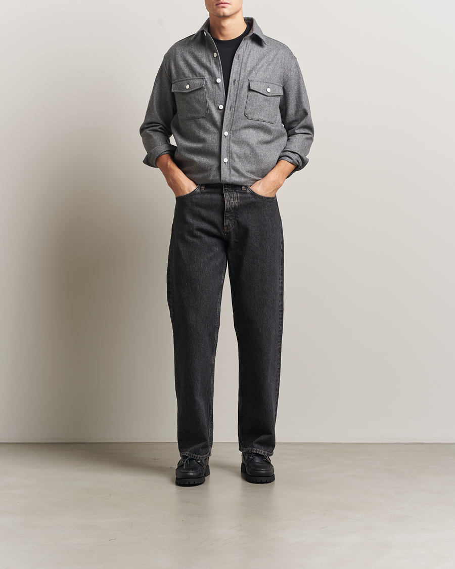 Herren | Hemden | Kamakura Shirts | Wool Flannel CPO Shirt Grey Melange