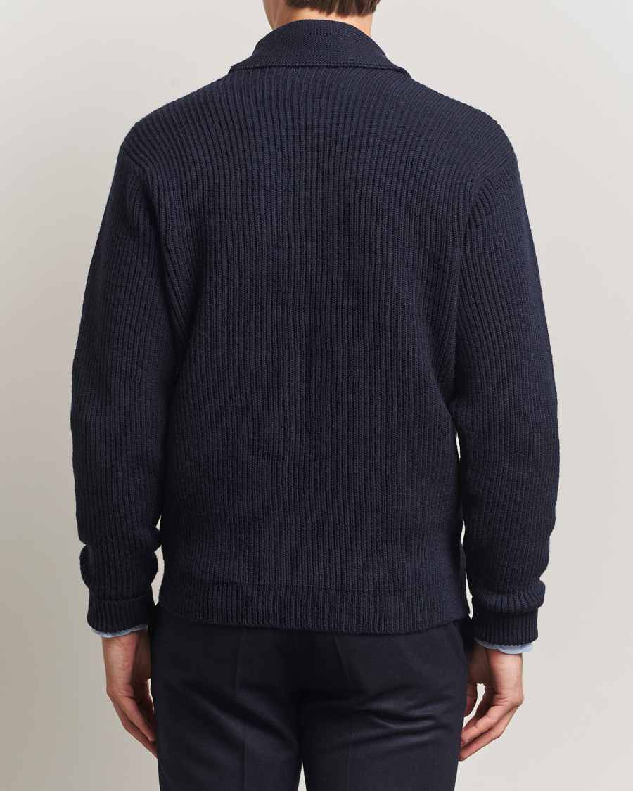 Herren | Pullover | Kamakura Shirts | McQueen Shawl Collar Cardigan Navy