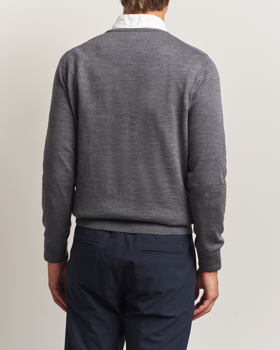 Herren | Pullover | Morgano | Extra Fine Merino Wool Crewneck Mid Grey
