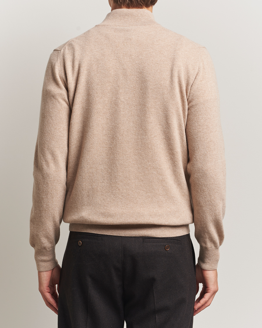 Herren | Pullover | Morgano | Wool/Cashmere Half-Zip Beige