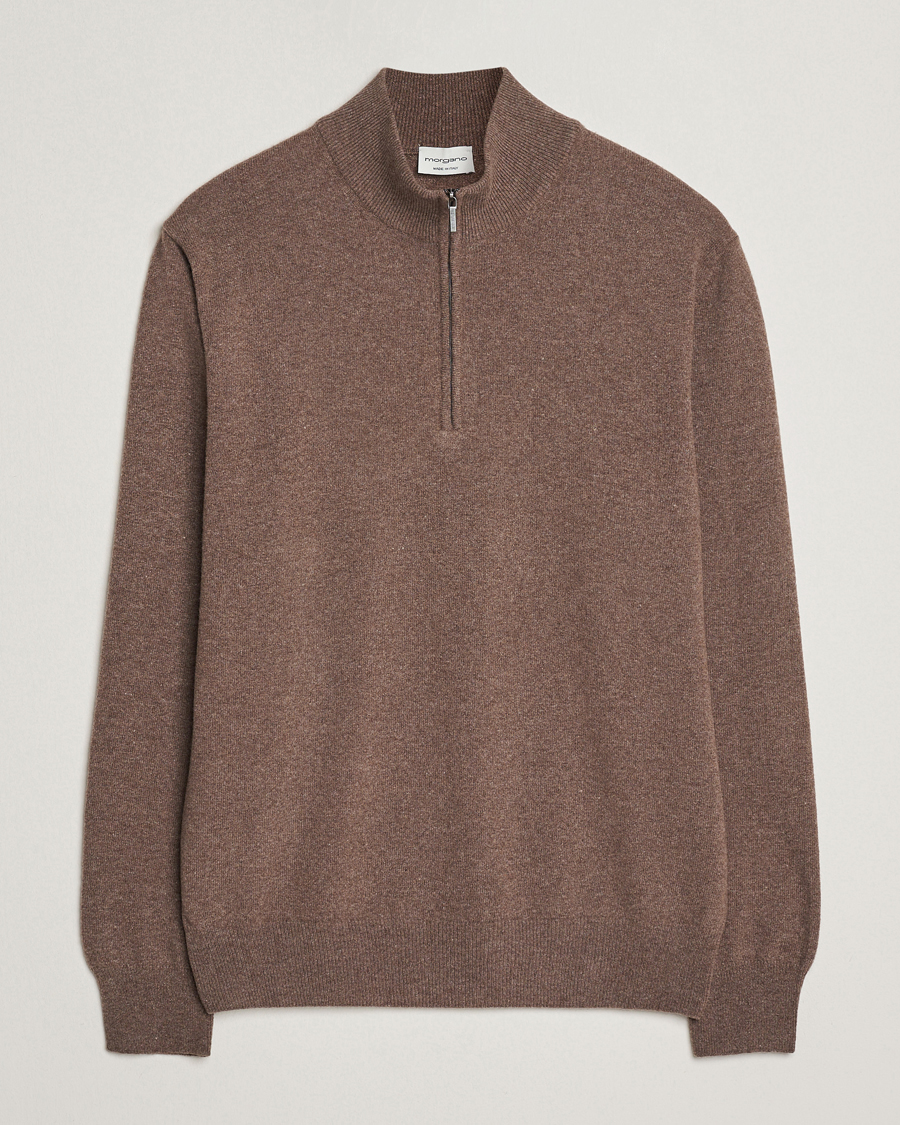 Herren | Pullover | Morgano | Wool/Cashmere Half-Zip Brown