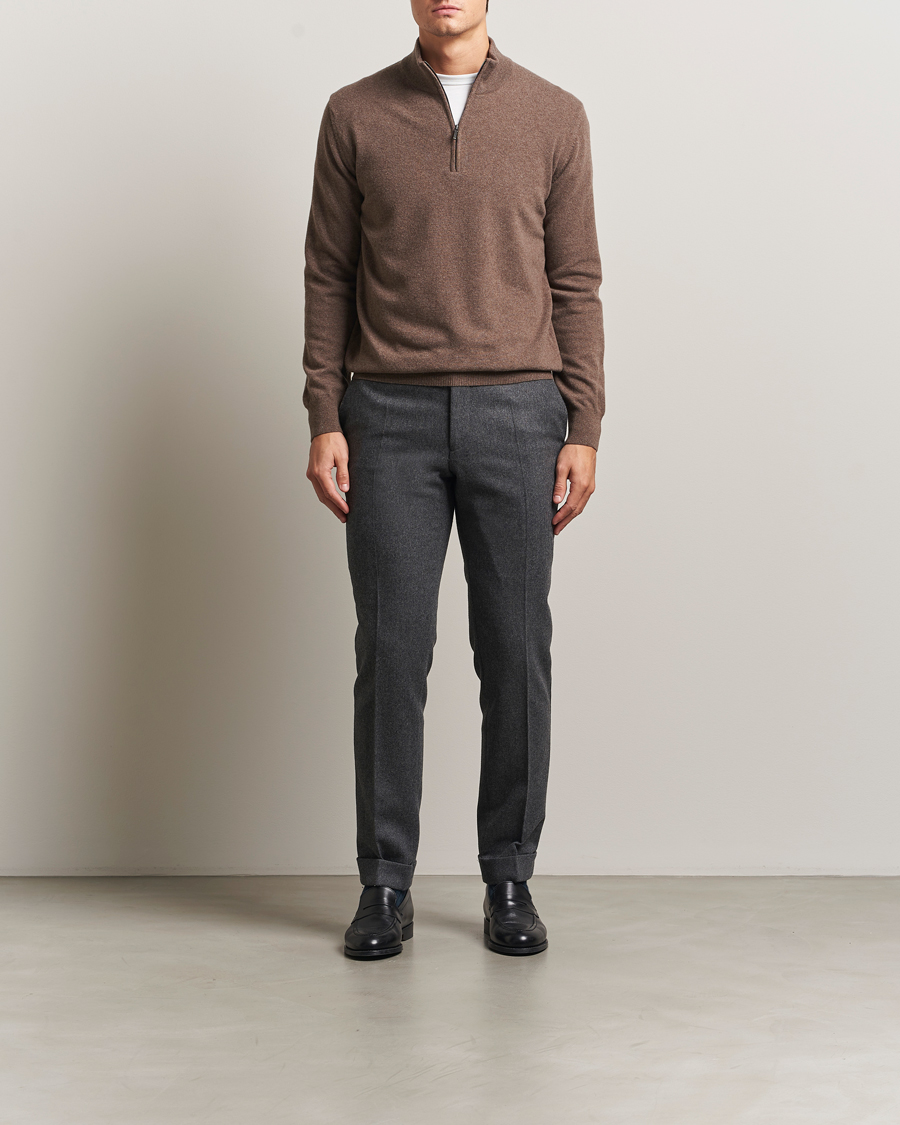 Herren | Pullover | Morgano | Wool/Cashmere Half-Zip Brown