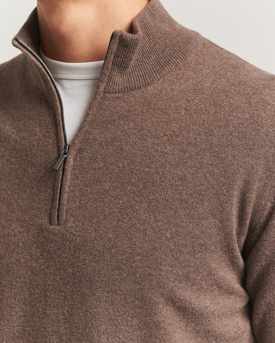 Herren | Pullover | Morgano | Wool/Cashmere Half-Zip Brown