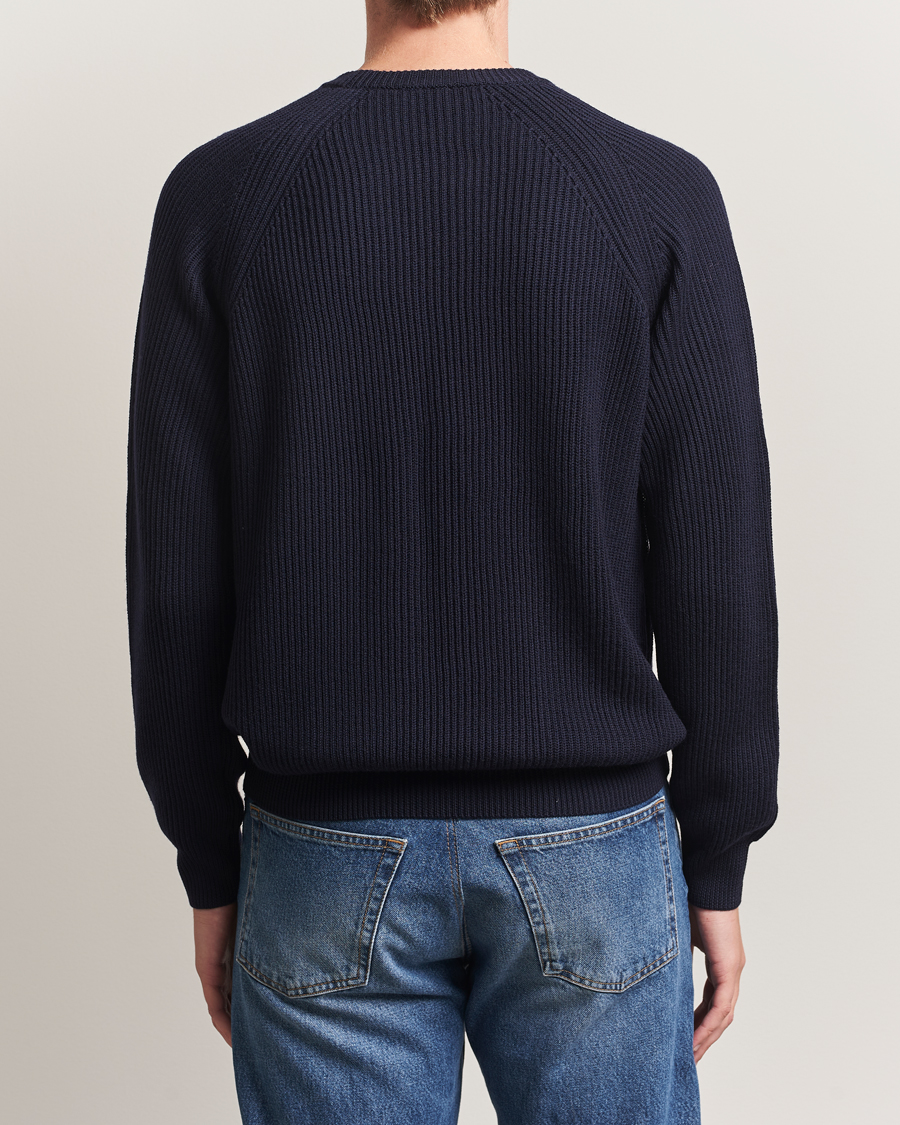 Herren | Pullover | Morgano | Merino Knitted Fisherman Ribb Navy