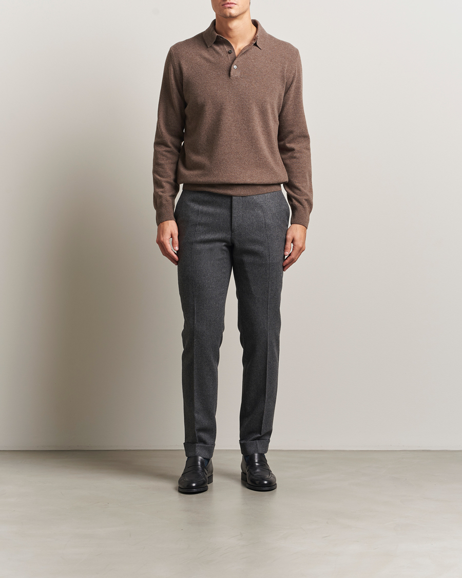 Herren | Pullover | Morgano | Wool/Cashmere Polo Brown