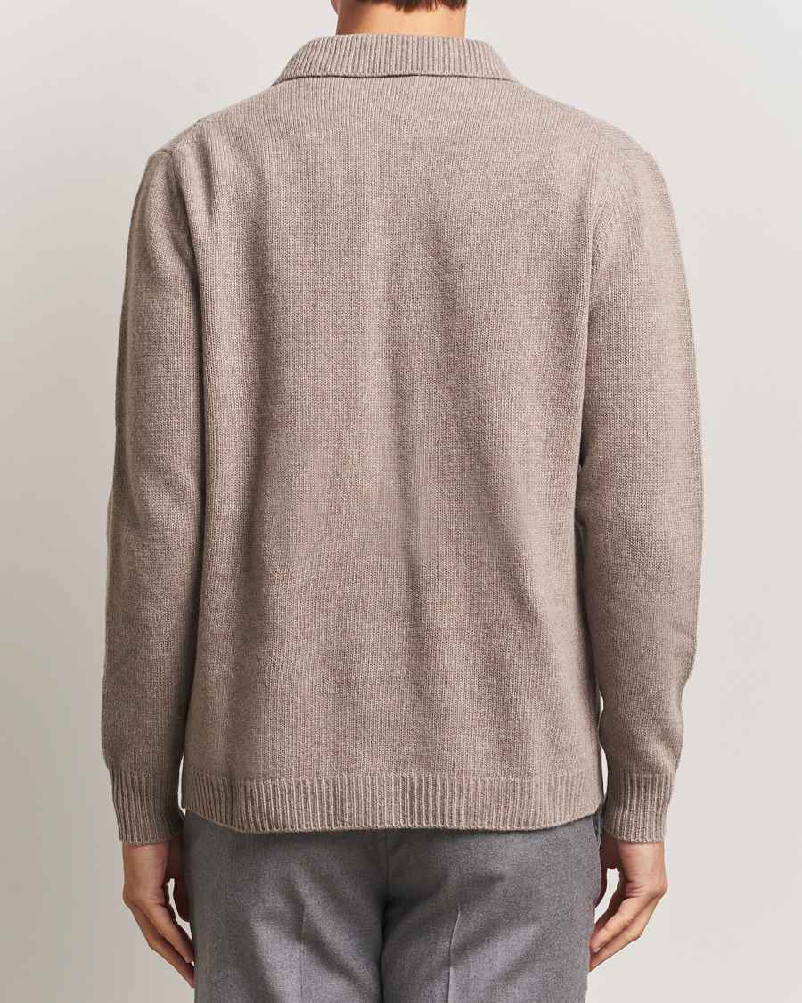 Herren | Pullover | Morgano | Wool/Cashmere Heavy Knit Cardigan Blazer Light Brown