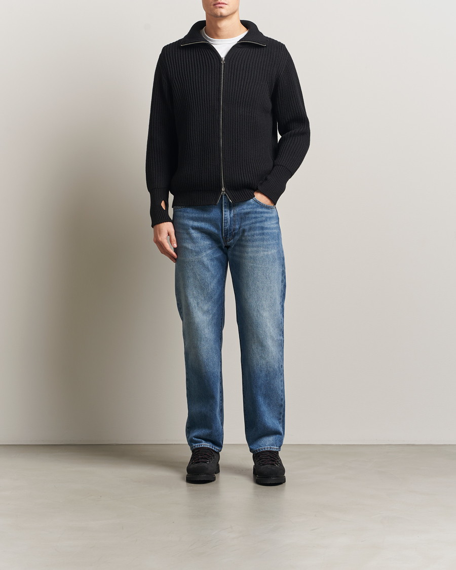 Herren | Pullover | Peregrine | Fisherman Merino Zip Cardigan Black