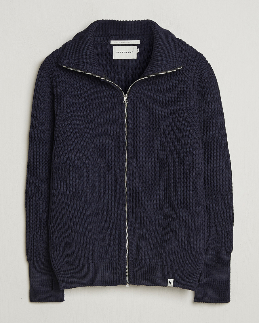 Herren | Pullover | Peregrine | Fisherman Merino Zip Cardigan Navy