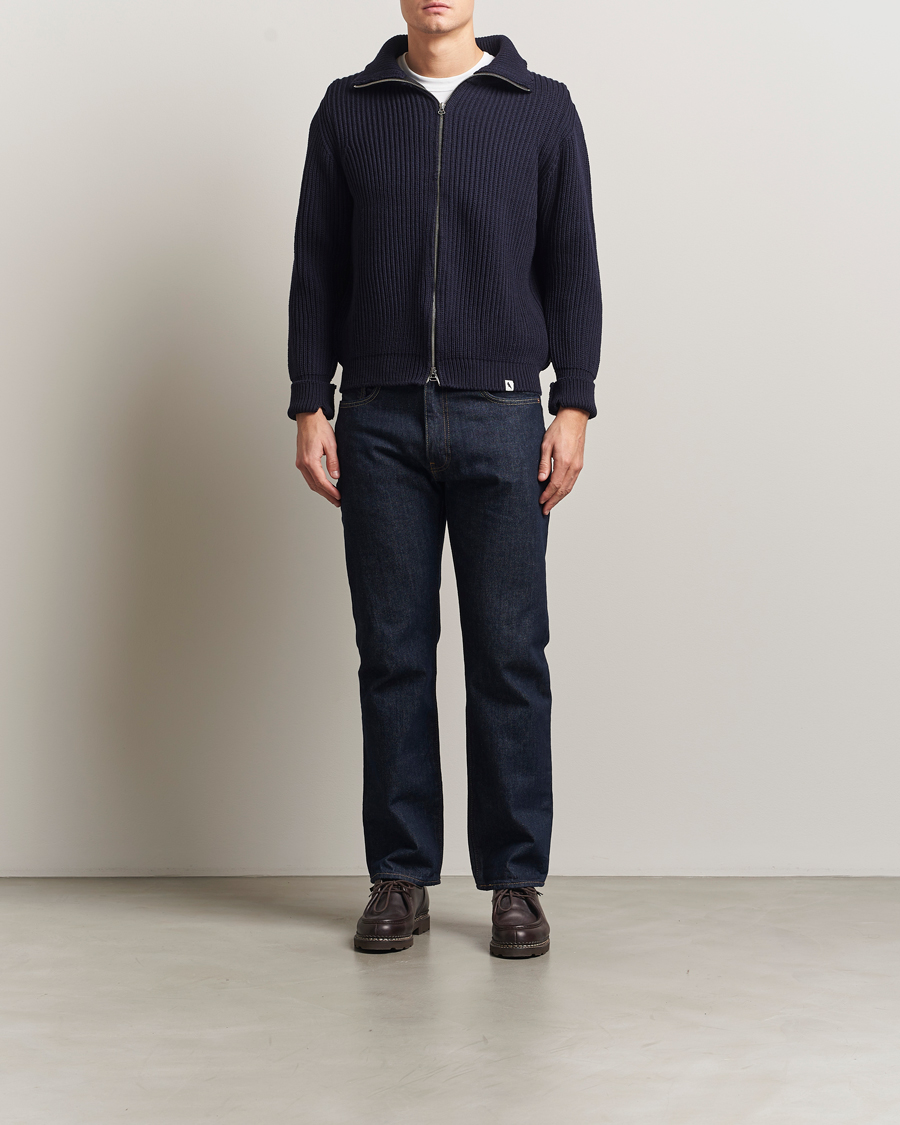 Herren | Pullover | Peregrine | Fisherman Merino Zip Cardigan Navy