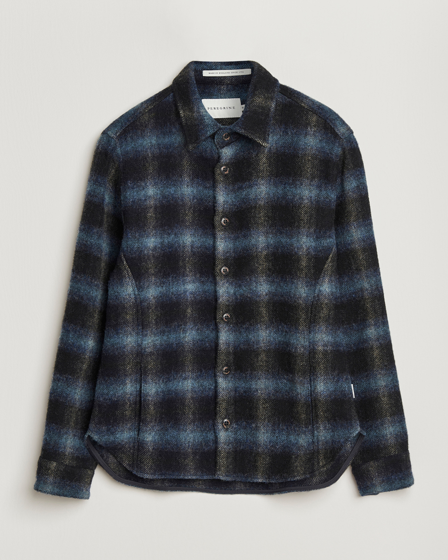 Herren | Hemden | Peregrine | Moon Wool Check Overshirt Navy