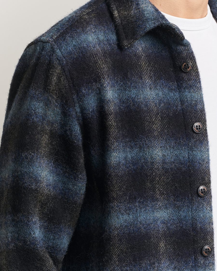 Herren | Hemden | Peregrine | Moon Wool Check Overshirt Navy