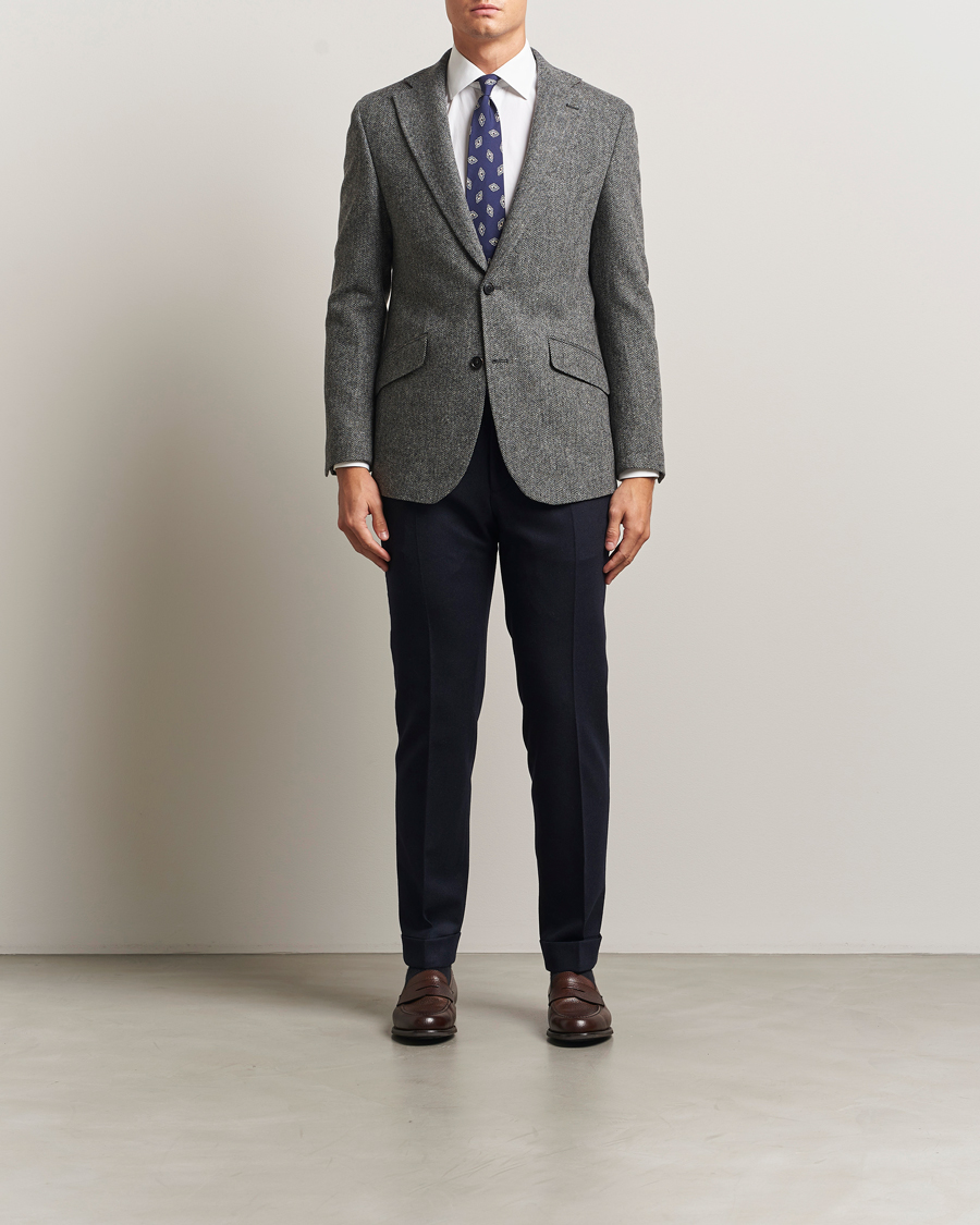 Herren | Sakkos | Walker Slater | Edward Lambswool Herringbone Blazer Dark Grey