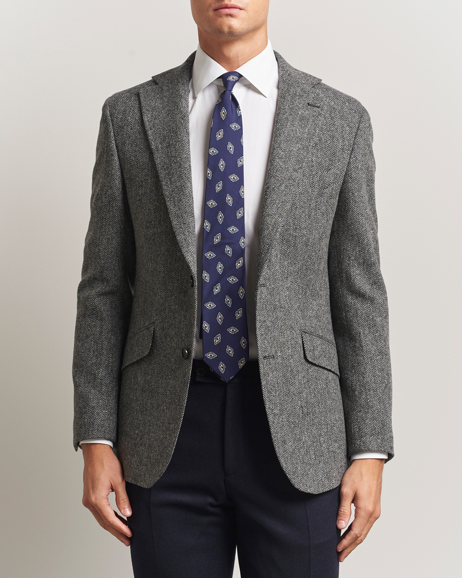 Herren | Sakkos | Walker Slater | Edward Lambswool Herringbone Blazer Dark Grey