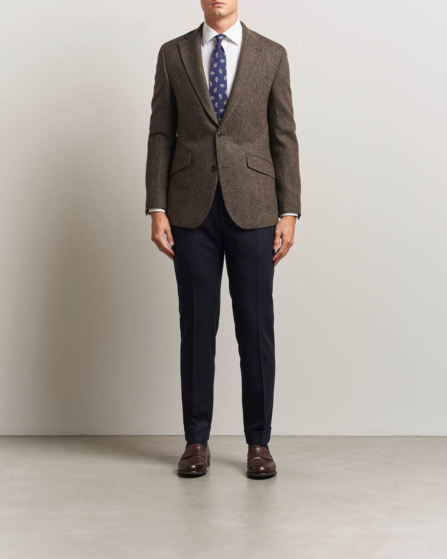 Herren | Sakkos | Walker Slater | Edward Lambswool Herringbone Blazer Dark Brown