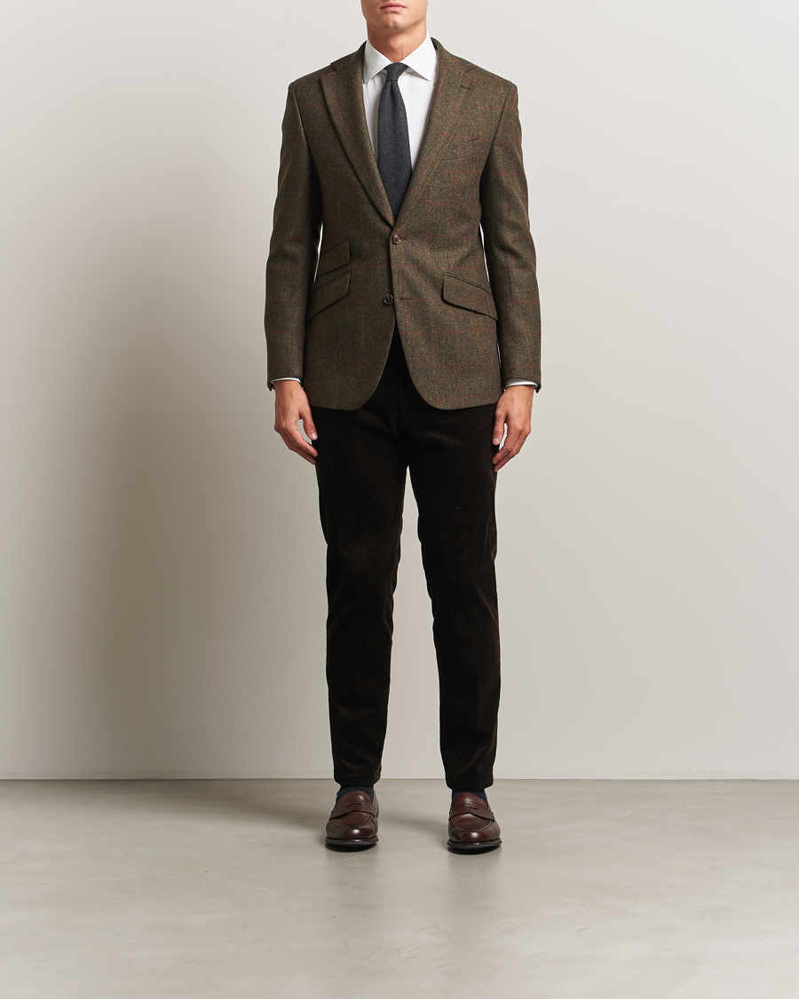 Herren | Sakkos | Walker Slater | Edward Lambswool Windowpane Blazer Dark Green