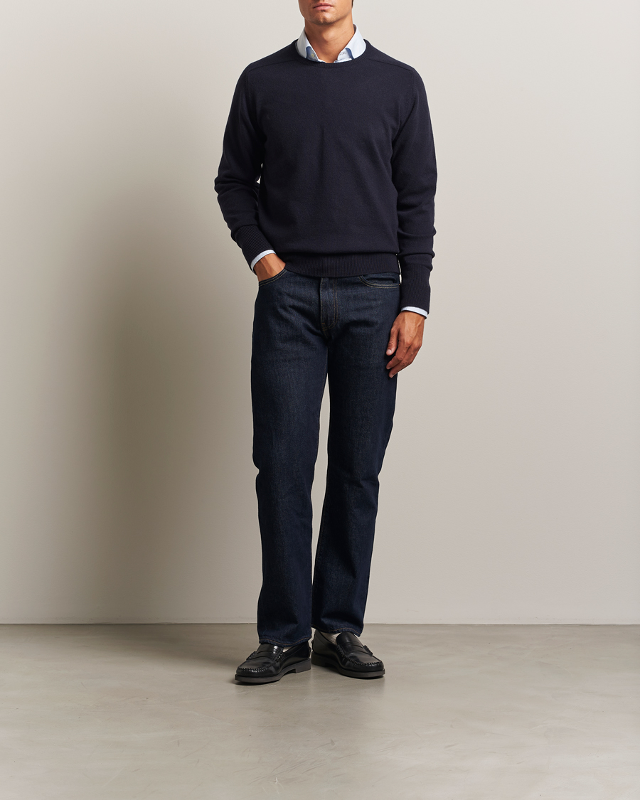 Herren | Pullover | William Lockie | Melrose Cashmere Crew Neck Dark Navy
