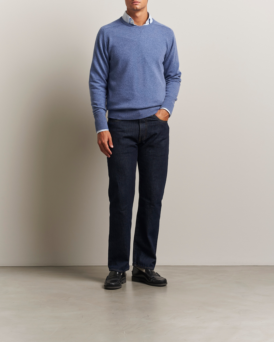 Herren | Pullover | William Lockie | Melrose Cashmere Crew Neck Blue