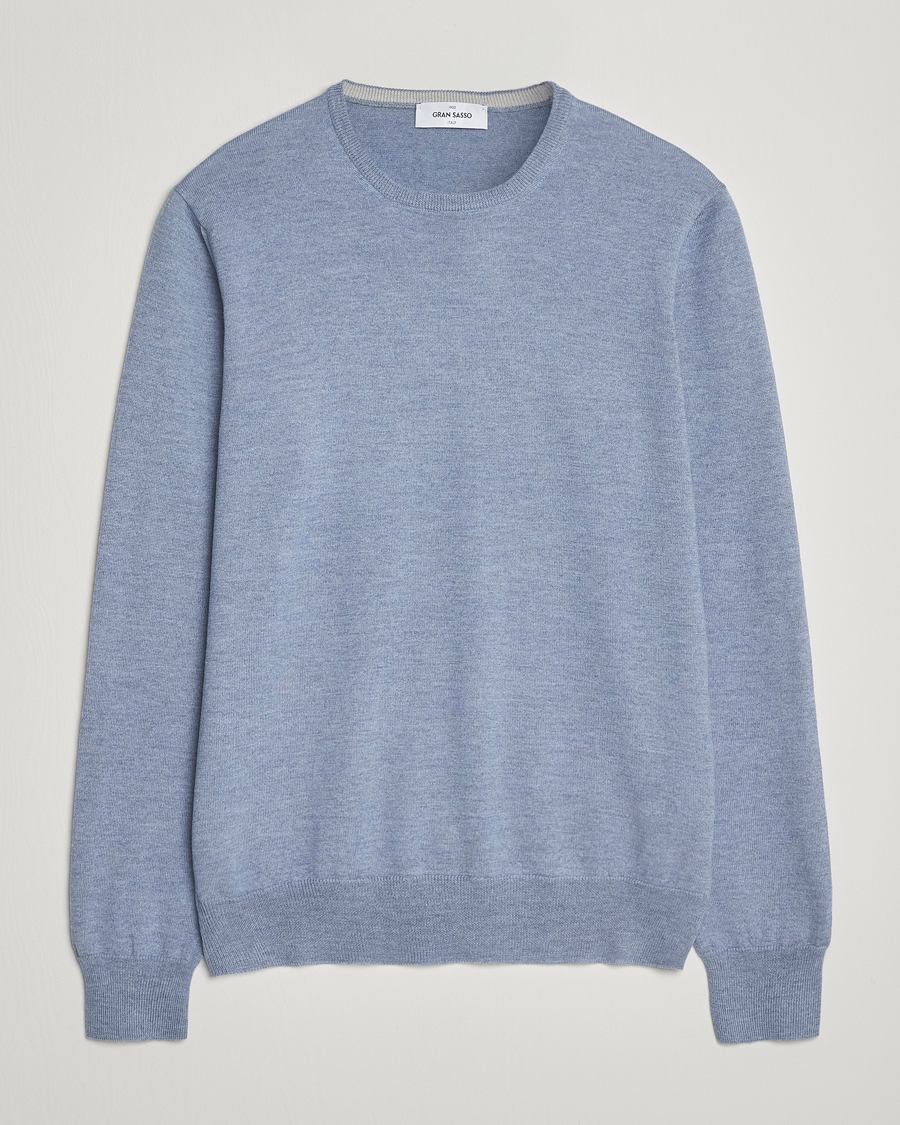 Herren | Pullover | Gran Sasso | Merino Fashion Fit Crew Neck Pullover Blue Melange