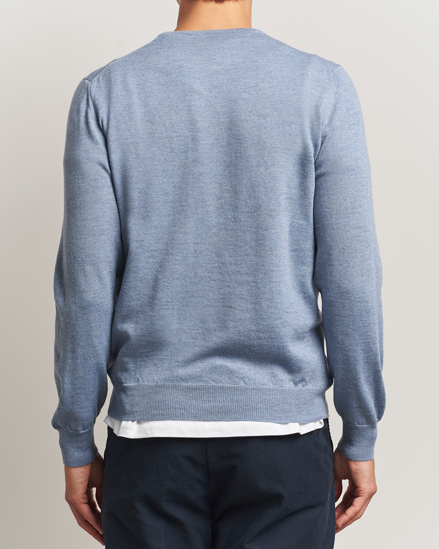 Herren | Pullover | Gran Sasso | Merino Fashion Fit Crew Neck Pullover Blue Melange