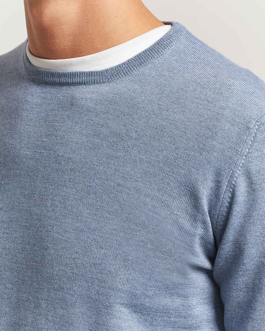 Herren | Pullover | Gran Sasso | Merino Fashion Fit Crew Neck Pullover Blue Melange