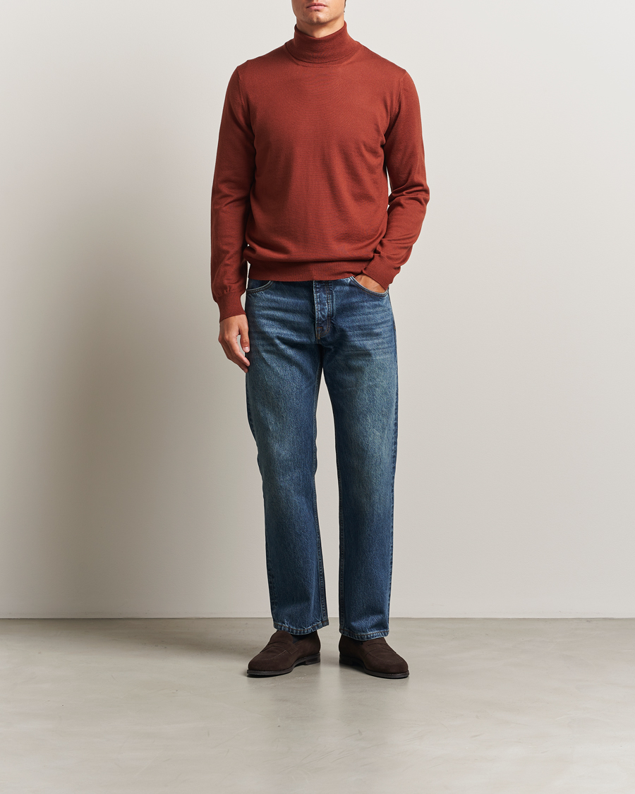 Herren | Pullover | Gran Sasso | Merino Fashion Fit Rollneck Rust Orange