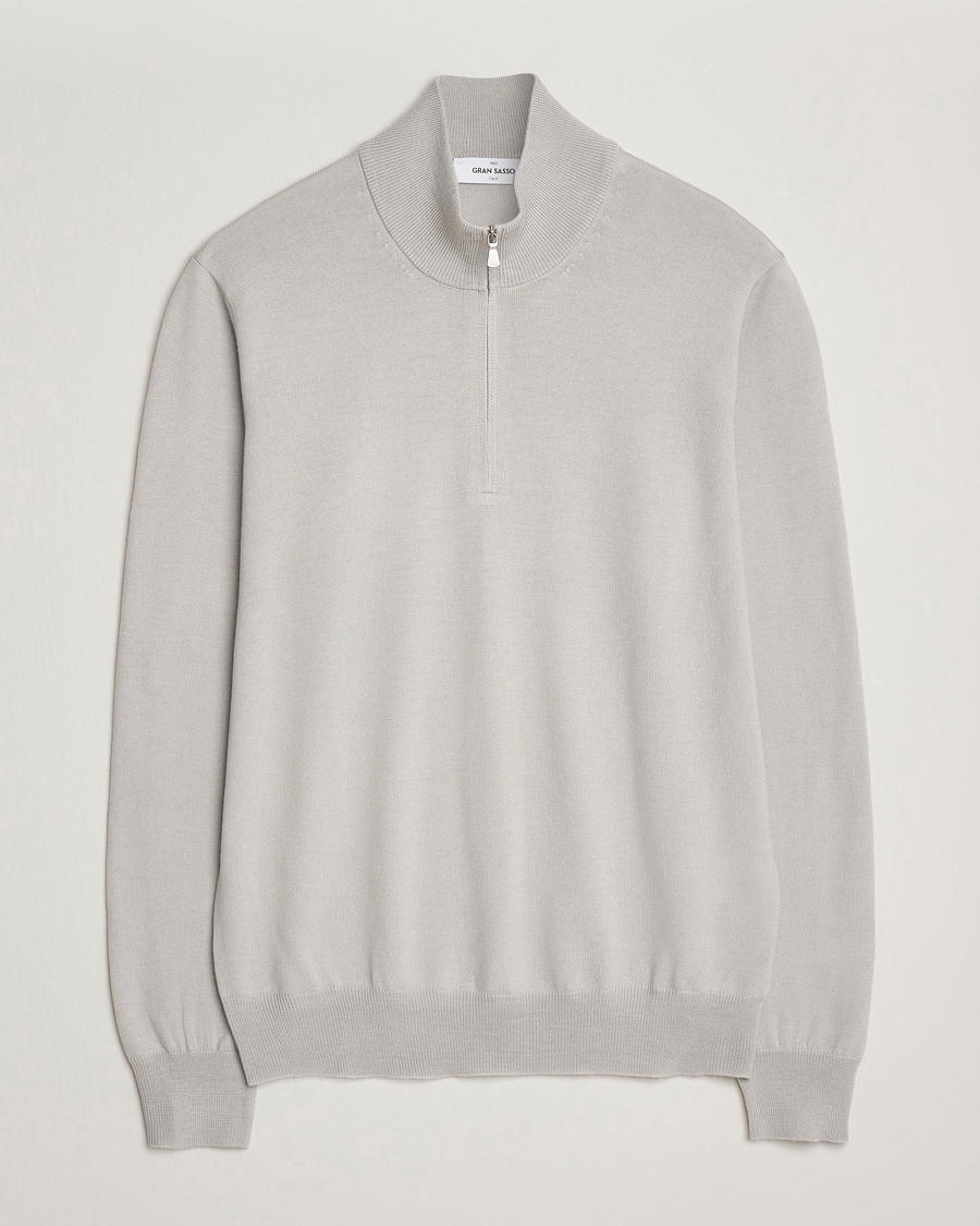 Herren | Pullover | Gran Sasso | Merino Fashion Fit Half Zip Light Grey Melange
