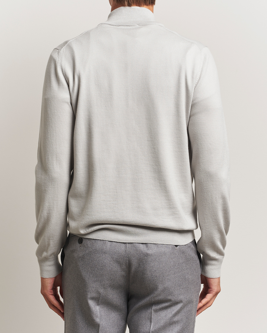 Herren | Pullover | Gran Sasso | Merino Fashion Fit Half Zip Light Grey Melange