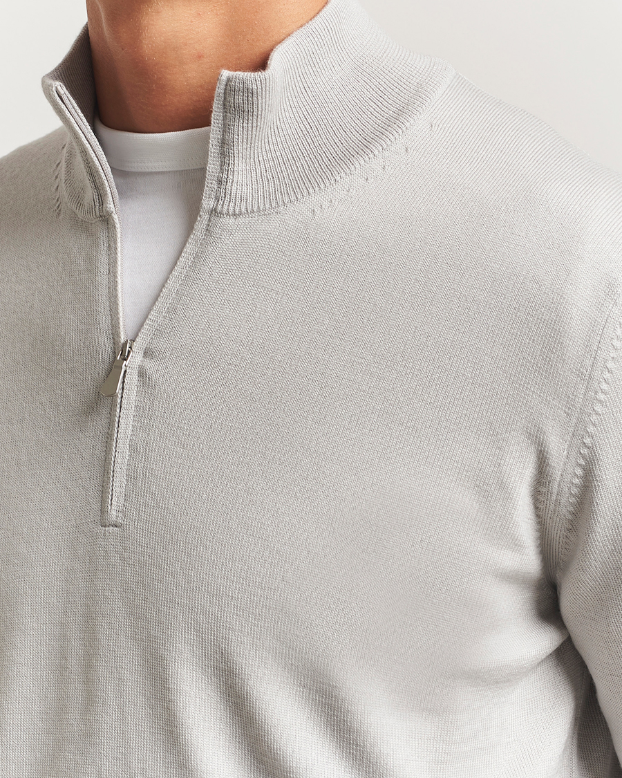 Herren | Pullover | Gran Sasso | Merino Fashion Fit Half Zip Light Grey Melange