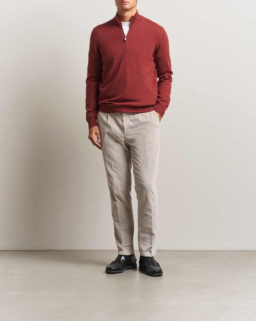 Herren | Pullover | Gran Sasso | Wool/Cashmere Half Zip Red Melange