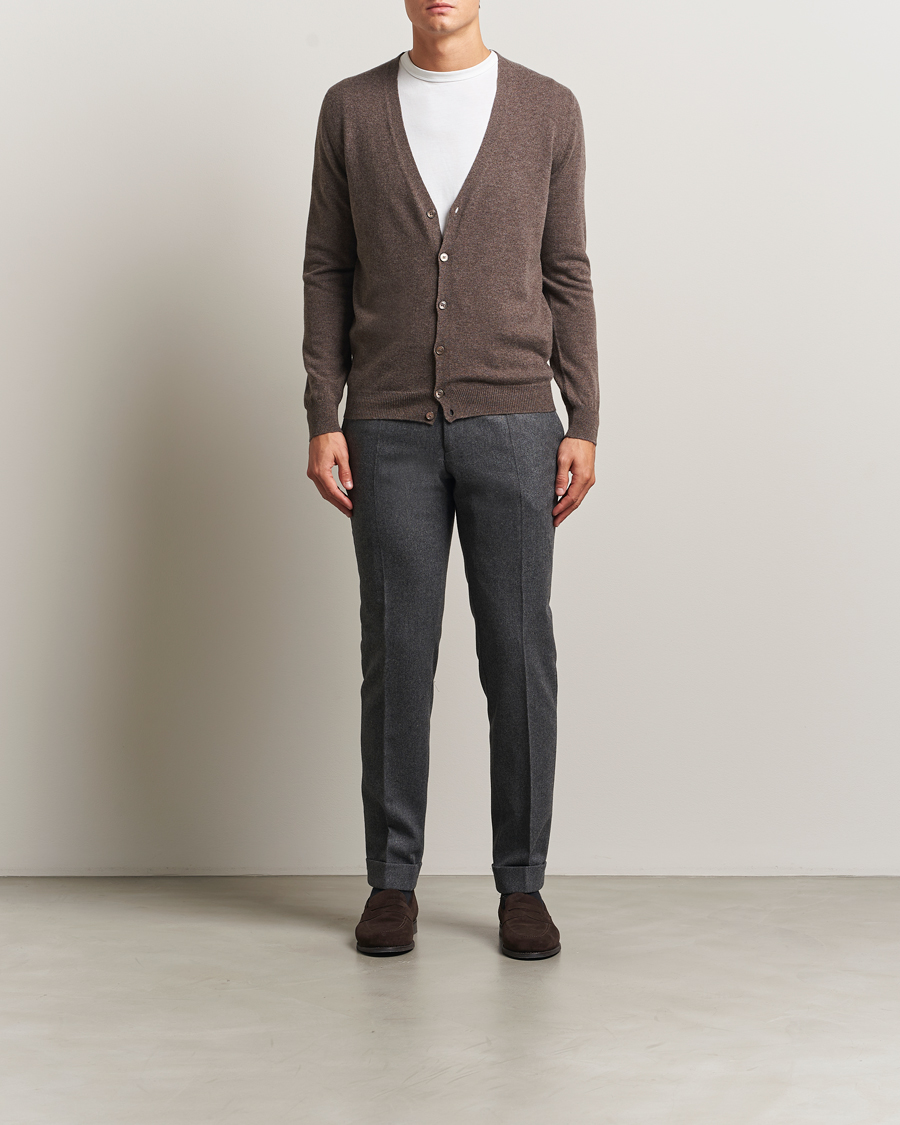 Herren | Pullover | Gran Sasso | Wool/Cashmere Cardigan Brown Melange