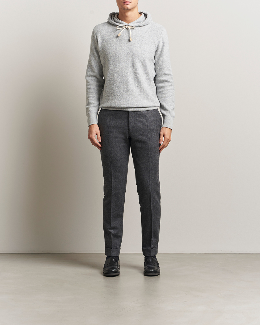 Herren | Pullover | Gran Sasso | Boiled Wool Hoodie Light Grey Melange