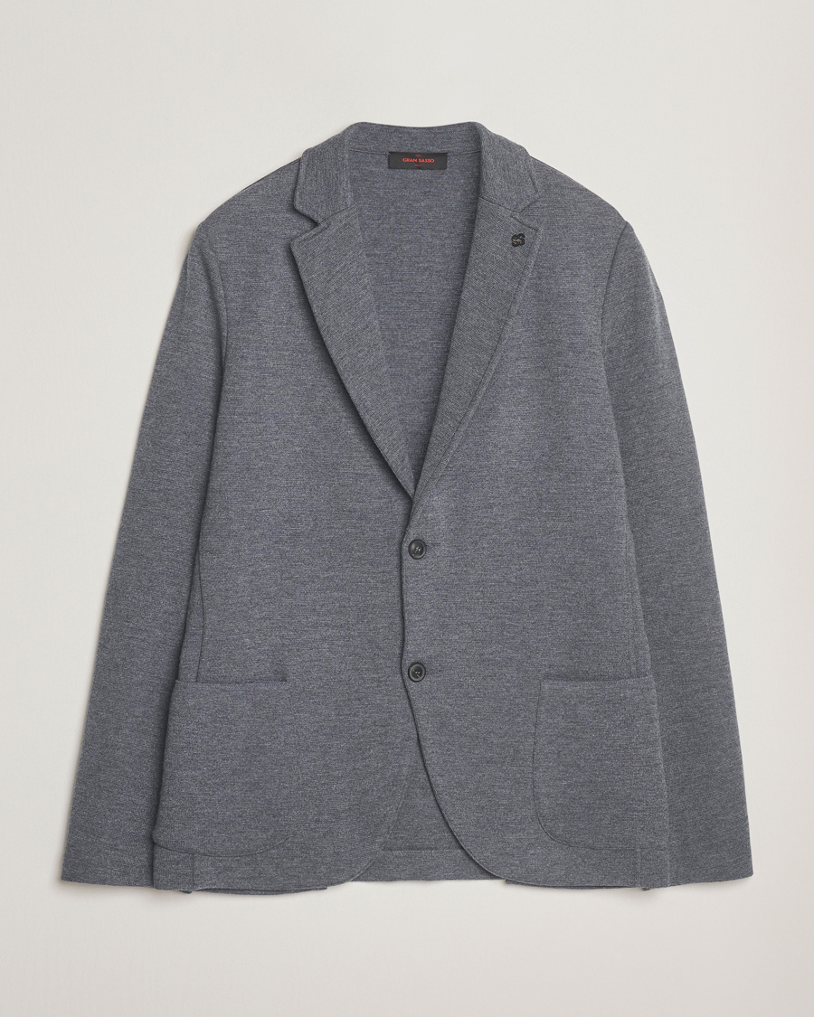 Herren | Sakkos | Gran Sasso | Rainwool Knitted Blazer Grey Melange