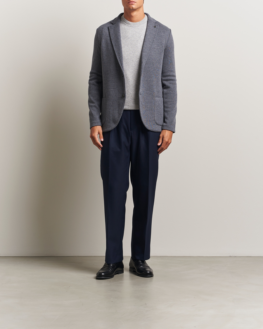 Herren | Sakkos | Gran Sasso | Rainwool Knitted Blazer Grey Melange