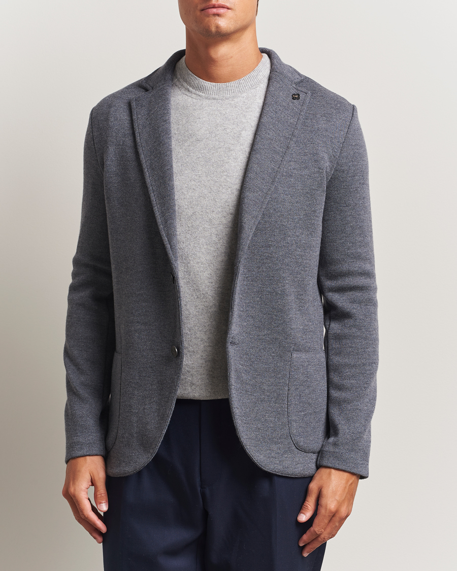 Herren | Sakkos | Gran Sasso | Rainwool Knitted Blazer Grey Melange