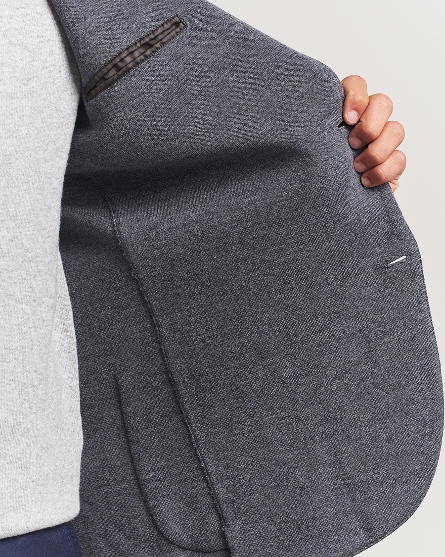 Herren | Sakkos | Gran Sasso | Rainwool Knitted Blazer Grey Melange