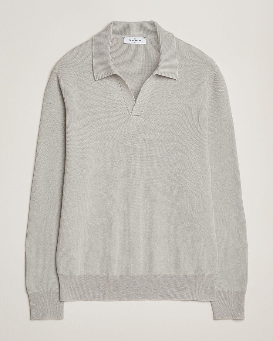 Herren | Pullover | Gran Sasso | Heavy Knitted Merino Polo Light Grey Melange
