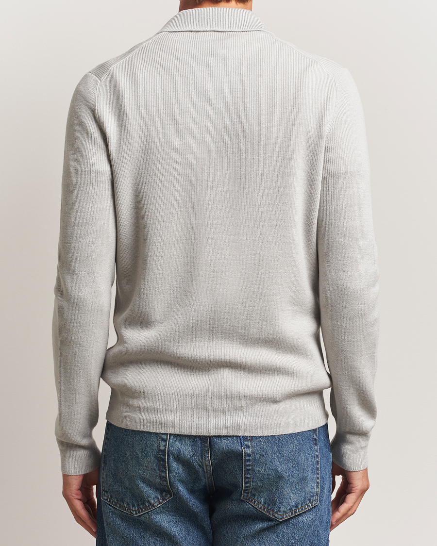 Herren | Pullover | Gran Sasso | Heavy Knitted Merino Polo Light Grey Melange