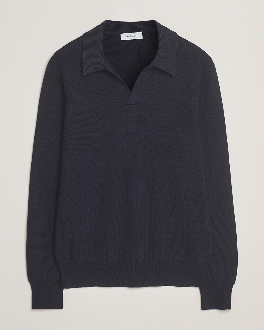 Herren | Pullover | Gran Sasso | Heavy Knitted Merino Polo Navy