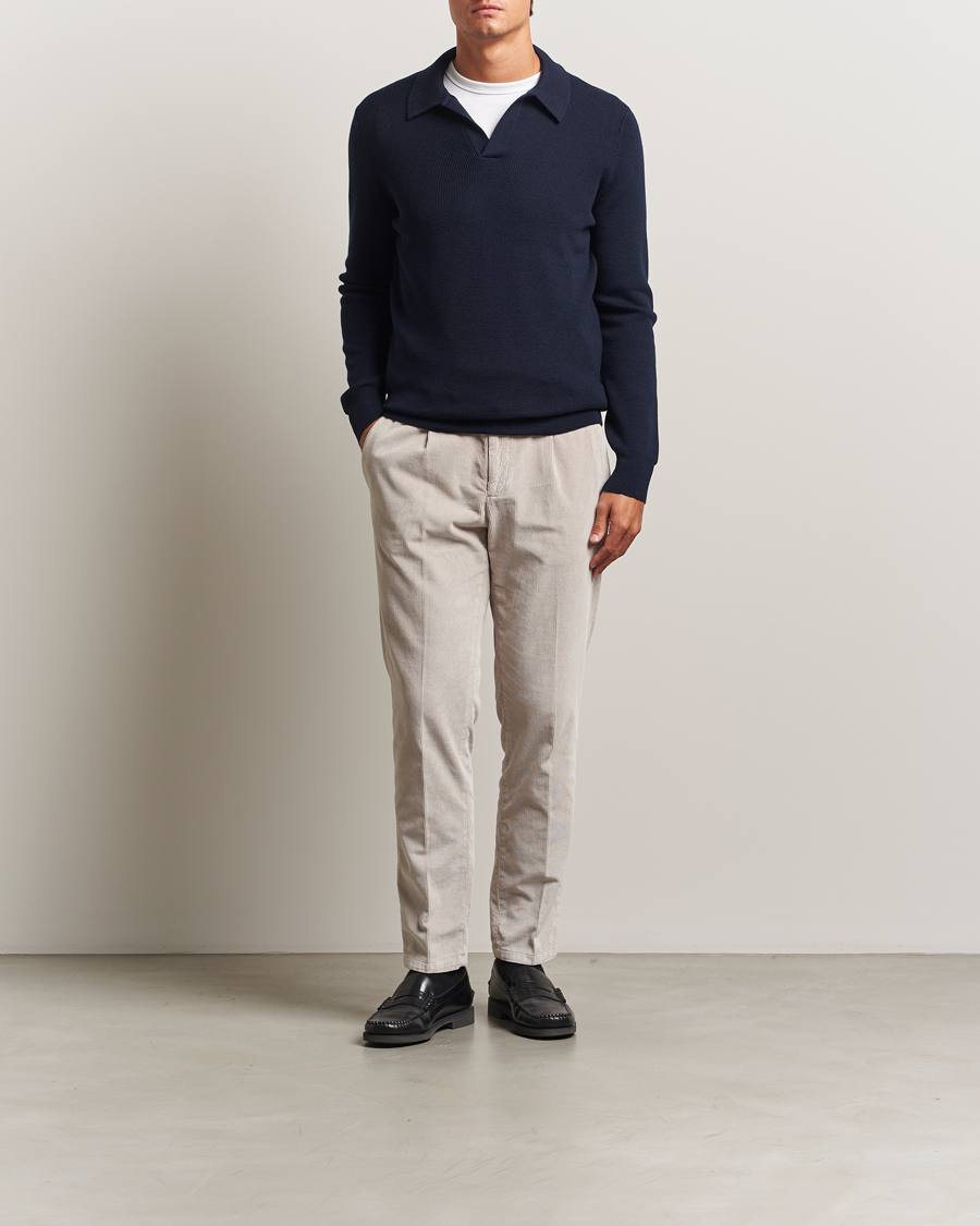 Herren | Pullover | Gran Sasso | Heavy Knitted Merino Polo Navy