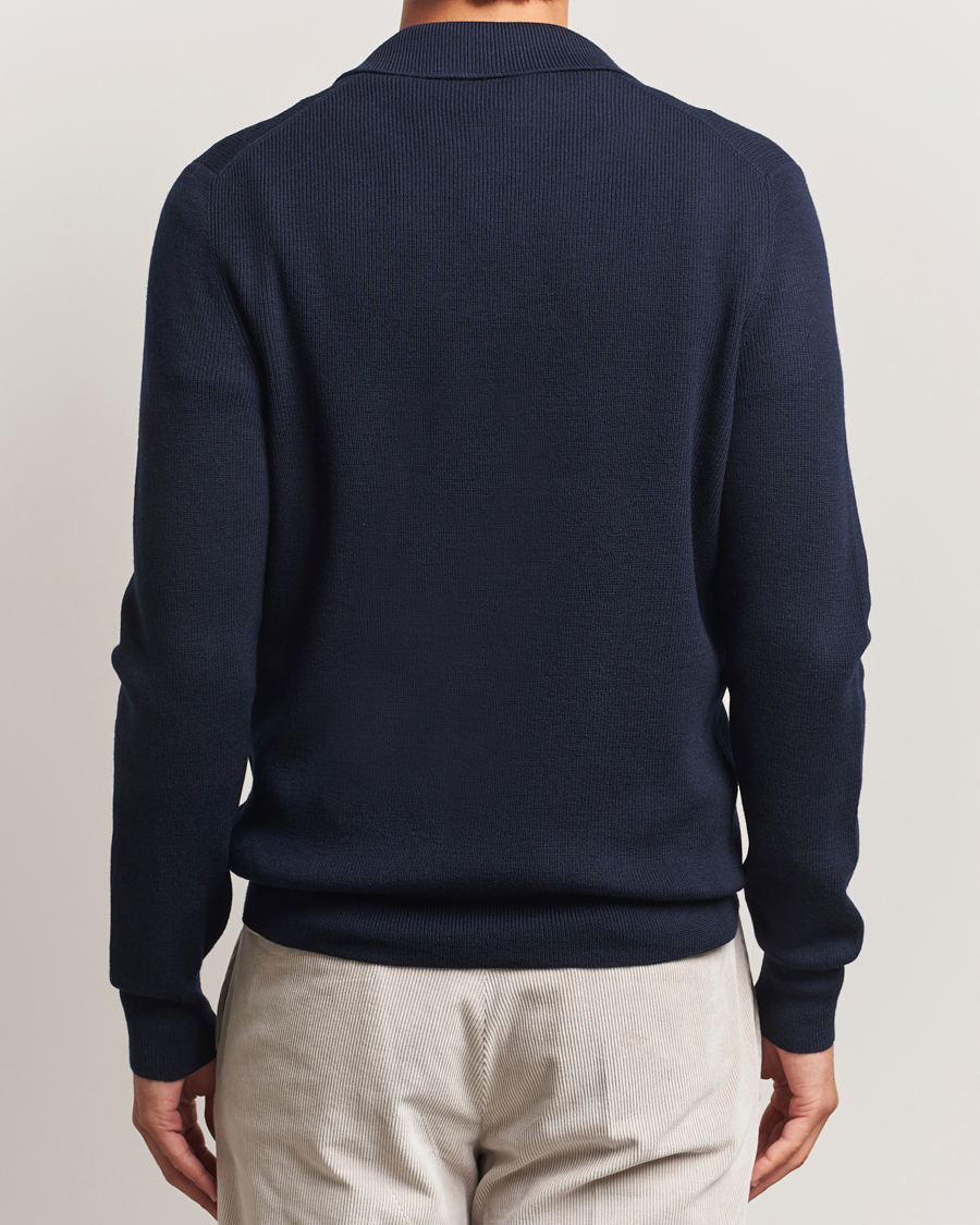 Herren | Pullover | Gran Sasso | Heavy Knitted Merino Polo Navy
