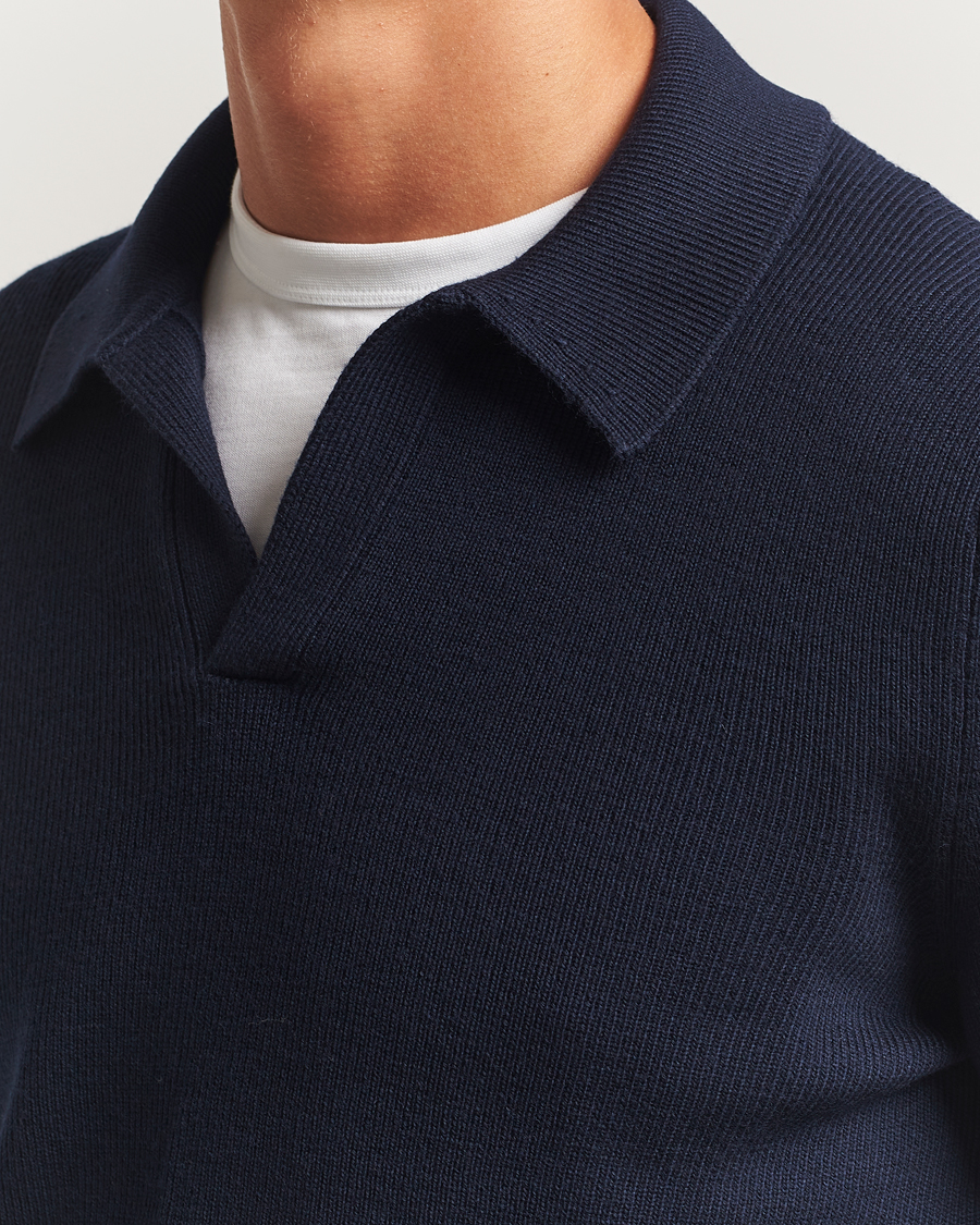 Herren | Pullover | Gran Sasso | Heavy Knitted Merino Polo Navy