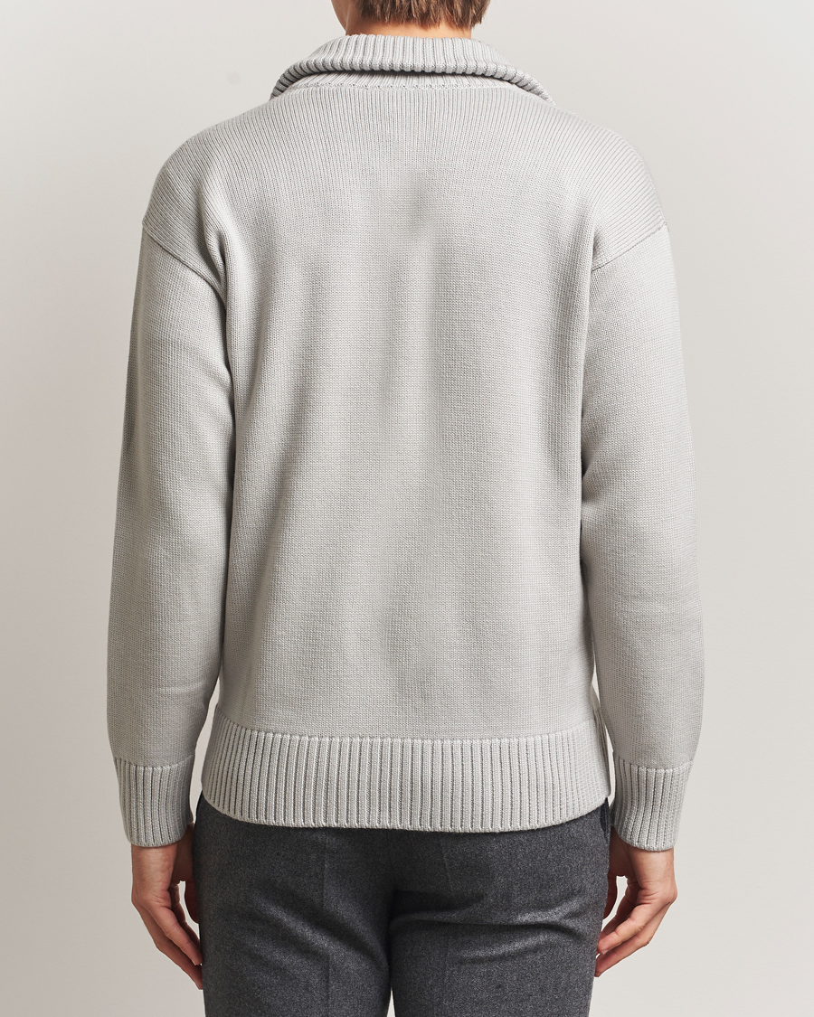 Herren | Pullover | Gran Sasso | Heavy Knitted Merino Full Zip Light Grey Melange