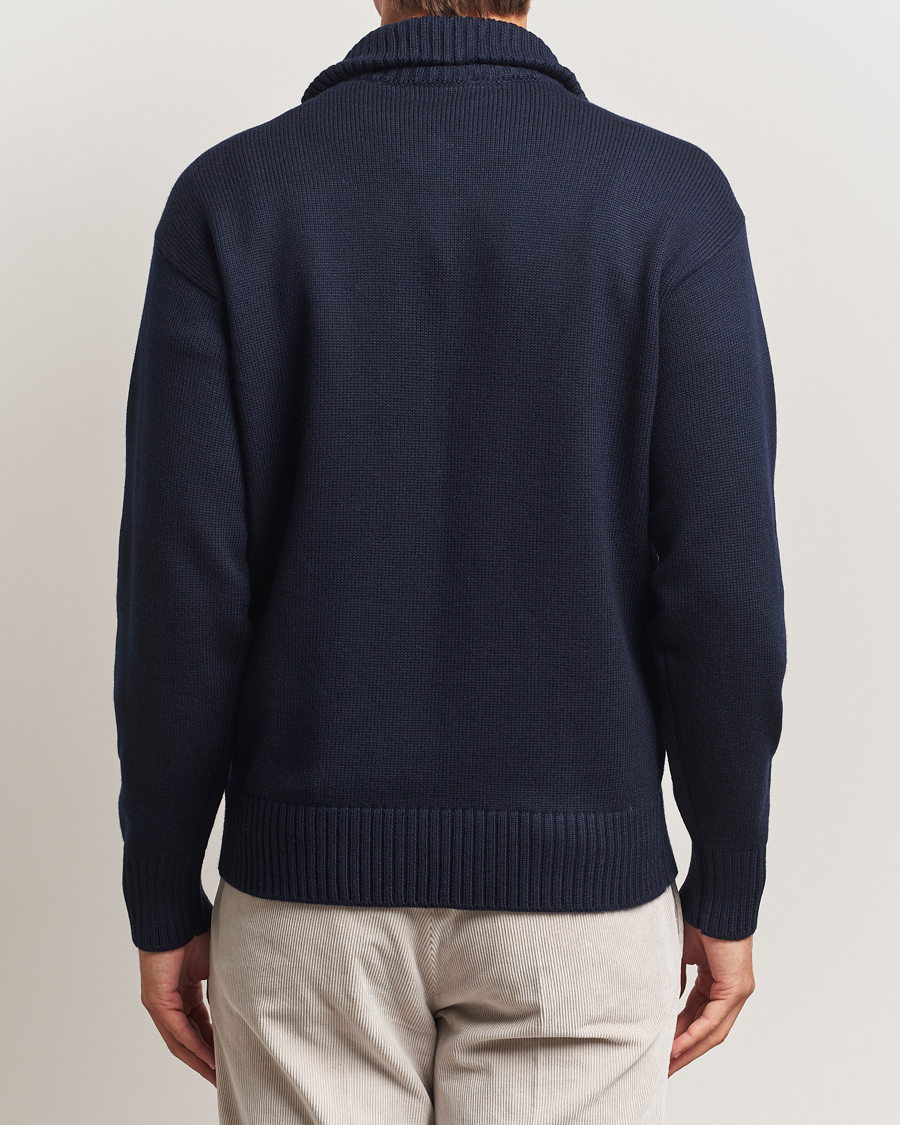 Herren | Pullover | Gran Sasso | Heavy Knitted Merino Full Zip Navy