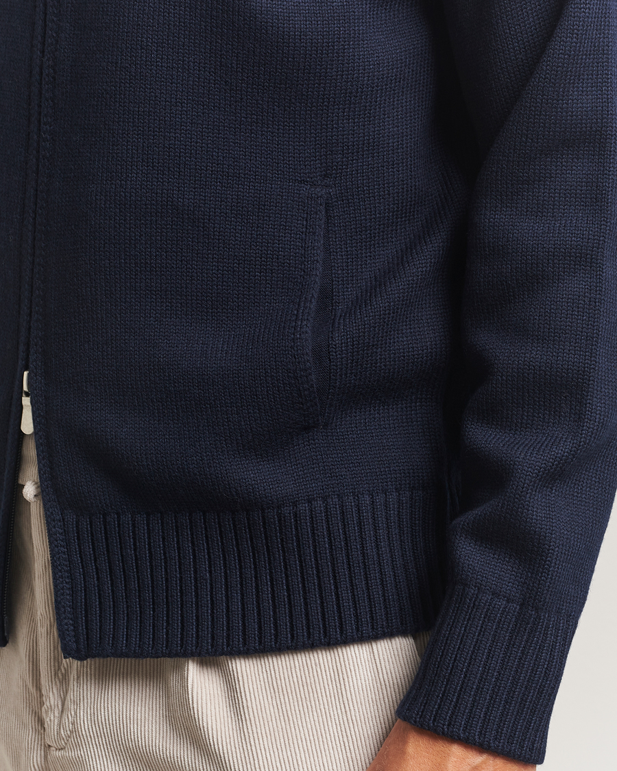 Herren | Pullover | Gran Sasso | Heavy Knitted Merino Full Zip Navy