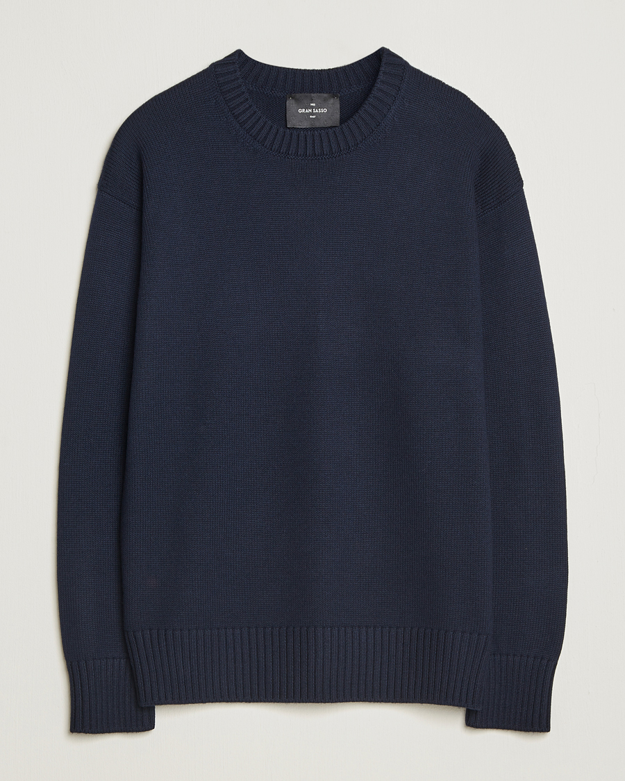 Herren | Pullover | Gran Sasso | Heavy Knitted Merino Crew Neck Navy