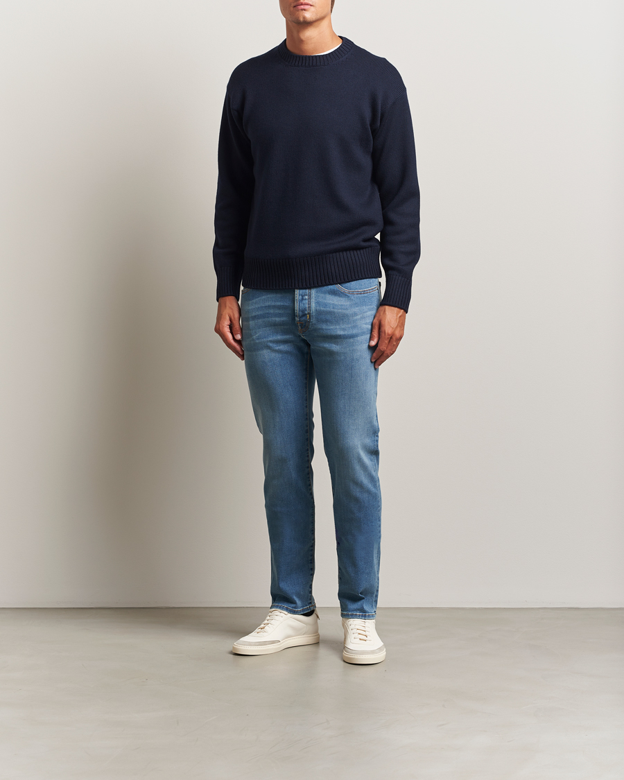 Herren | Pullover | Gran Sasso | Heavy Knitted Merino Crew Neck Navy