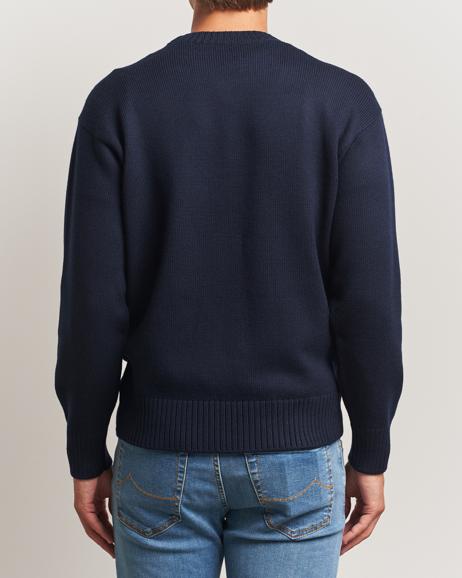 Herren | Pullover | Gran Sasso | Heavy Knitted Merino Crew Neck Navy