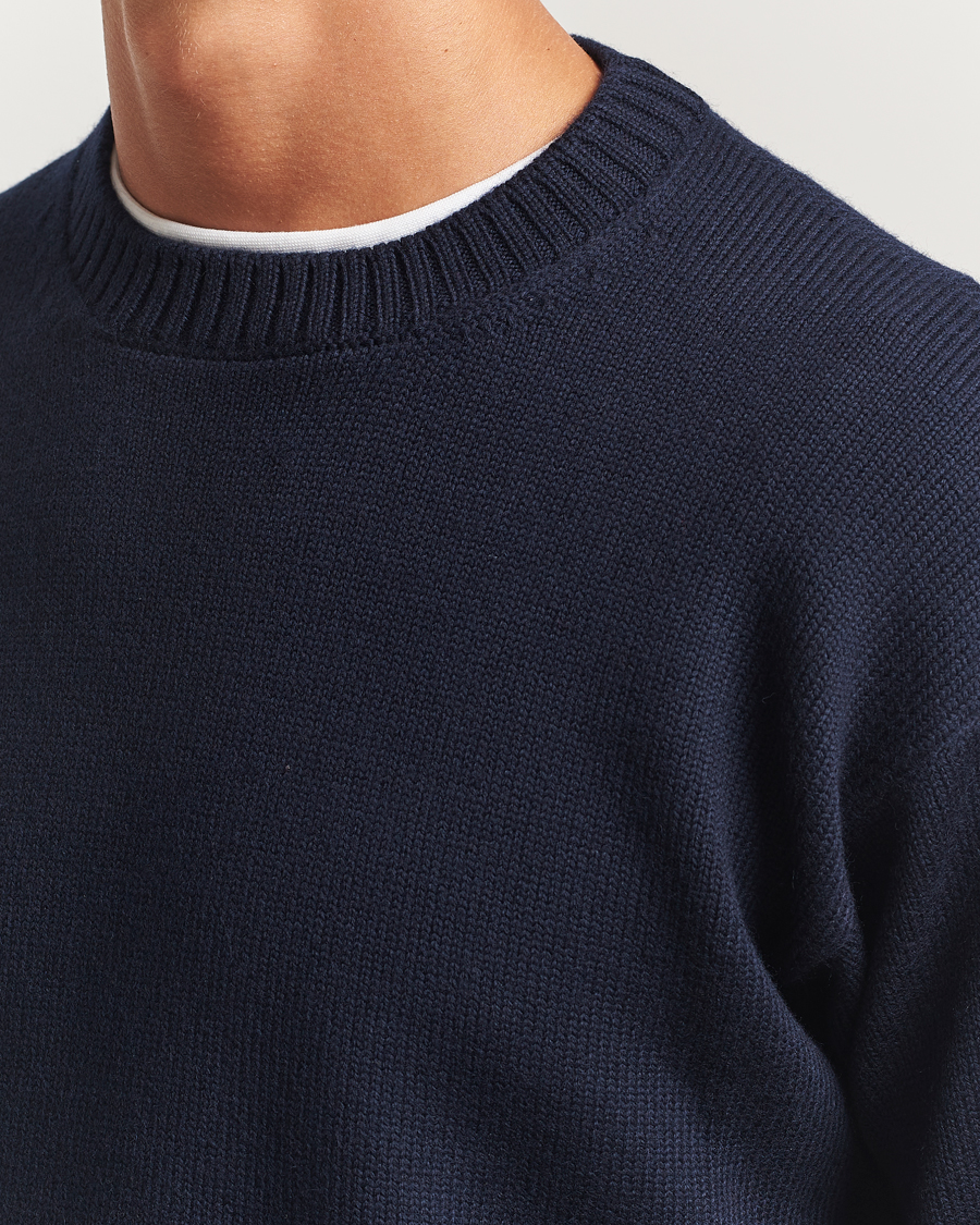 Herren | Pullover | Gran Sasso | Heavy Knitted Merino Crew Neck Navy