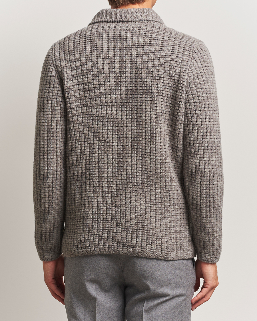Herren | Pullover | Gran Sasso | Heavy Knitted Wool Cardigan Taupe Melange