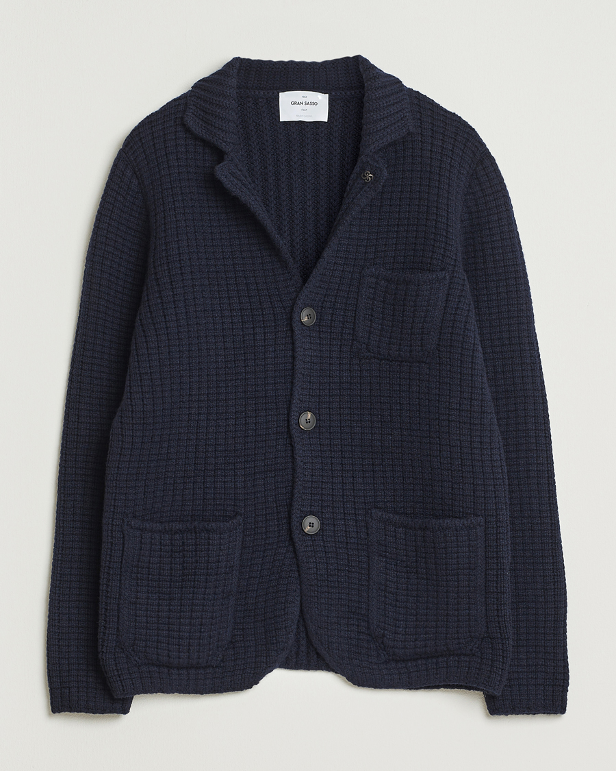Herren | Pullover | Gran Sasso | Heavy Knitted Wool Cardigan Navy